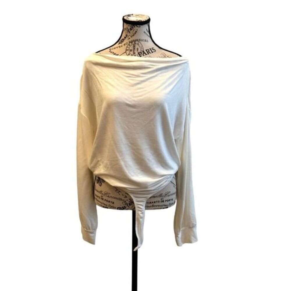 White‎ Cowl Collar Bodysuit | Wishlist | Large | NWOT #0240